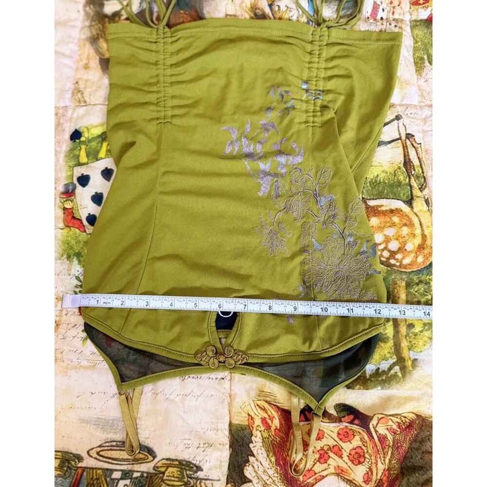 Ozz Oneste Embroidered Camisole Tank Top Green Japan Jfashion Punk y2k Grunge - Picture 16 of 16